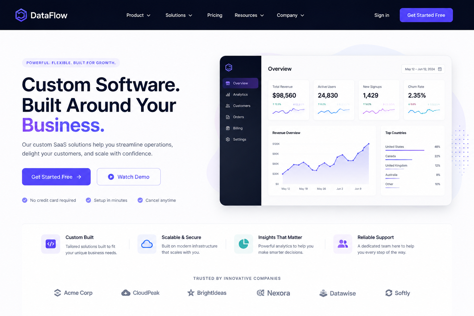 Software as a Service Company website concept