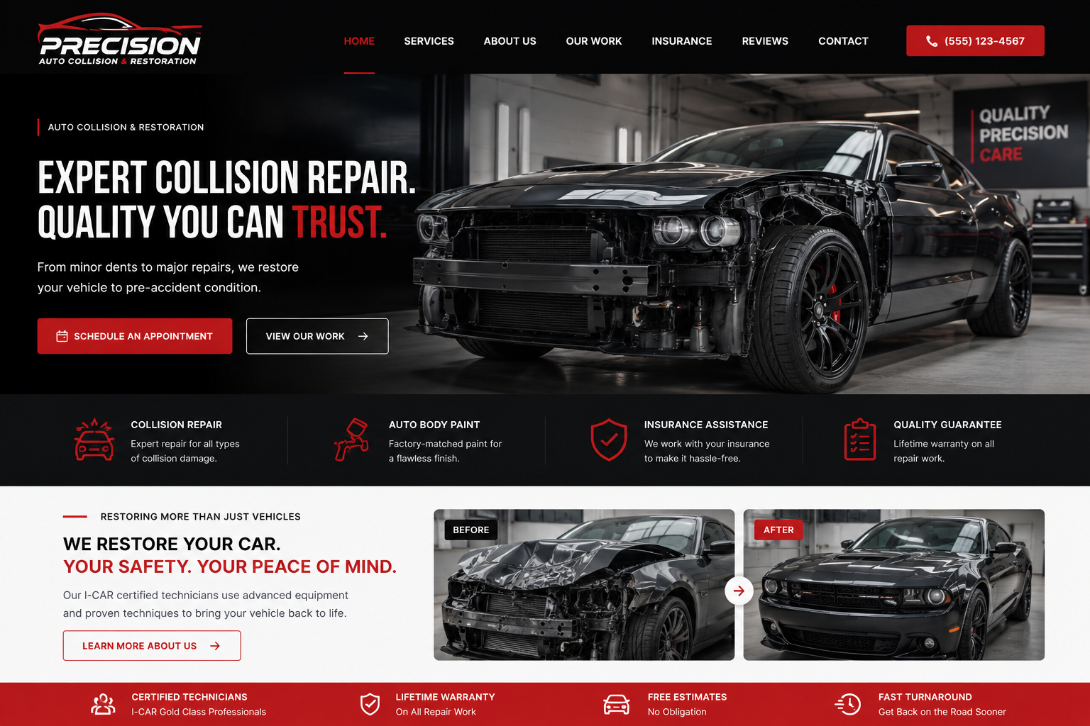 Auto Collision & Restoration website concept